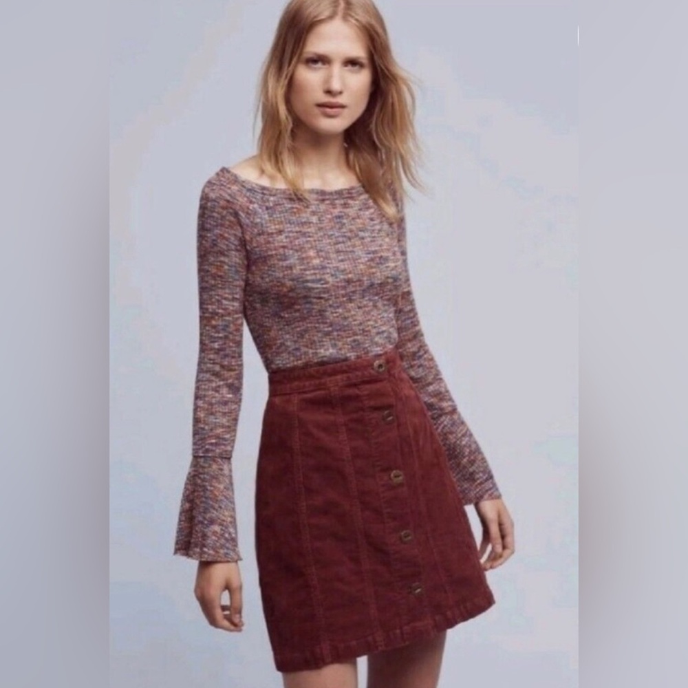 NEW Anthropologie Akemi + Kin Long Sleeve Rainbow Rib Knit Zaka Top Size Medium